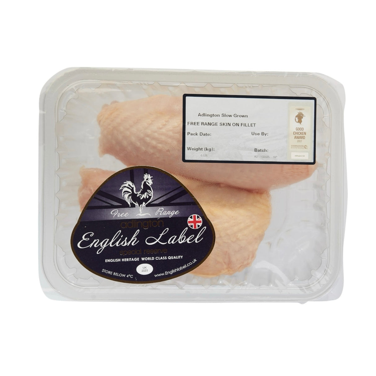 Adlington - English Label Free Range Chicken Breast Skin On Fillets (2 Fillets)