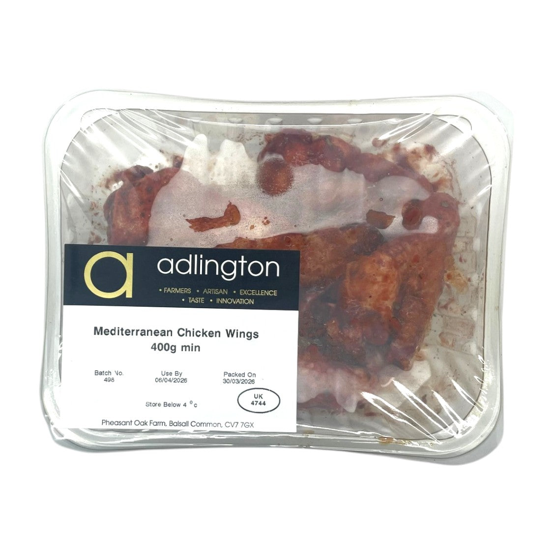 Adlington – Classic Range Mediterranean Chicken Wings (Min 400g)