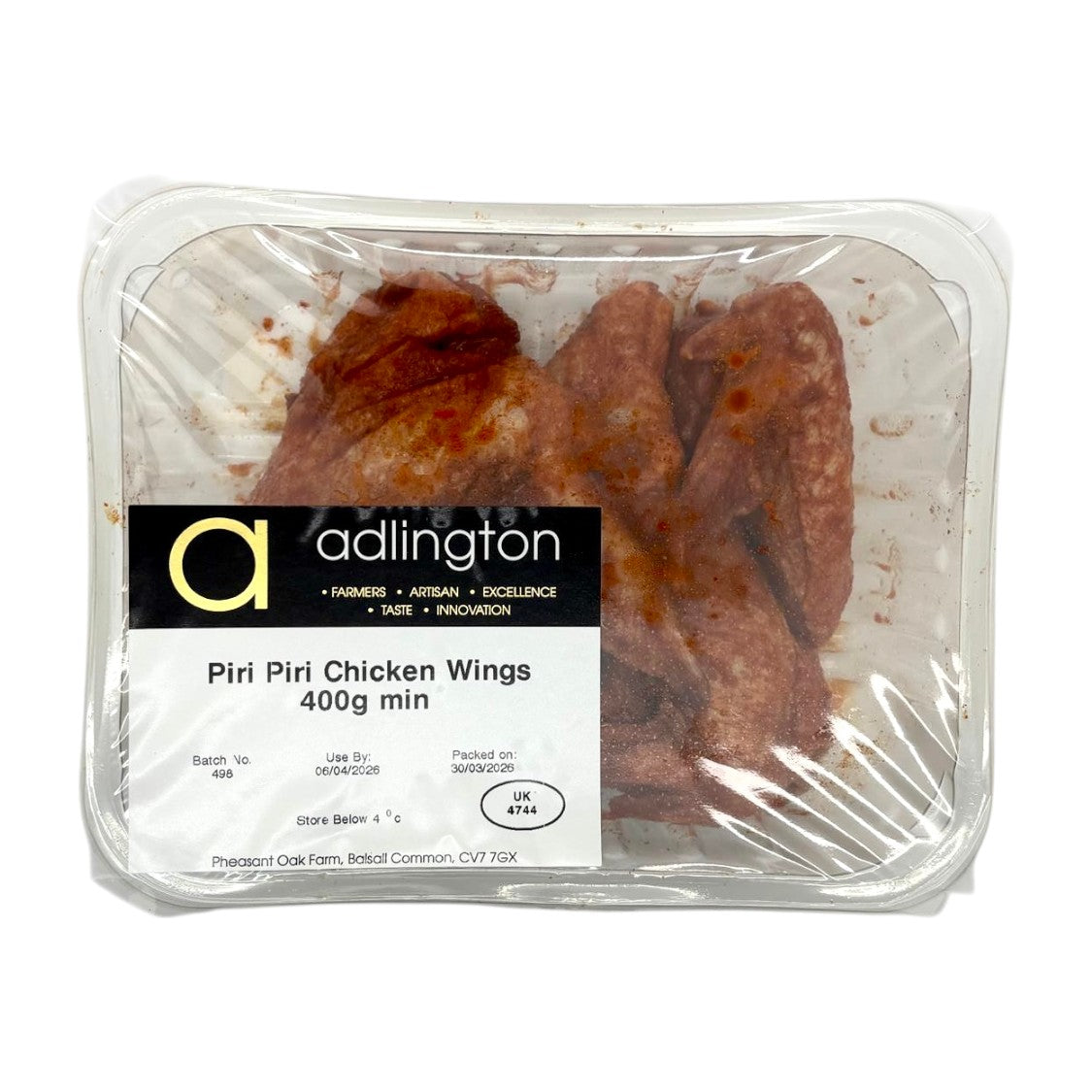Adlington – Classic Range Piri Piri Chicken Wings (Min 500g)