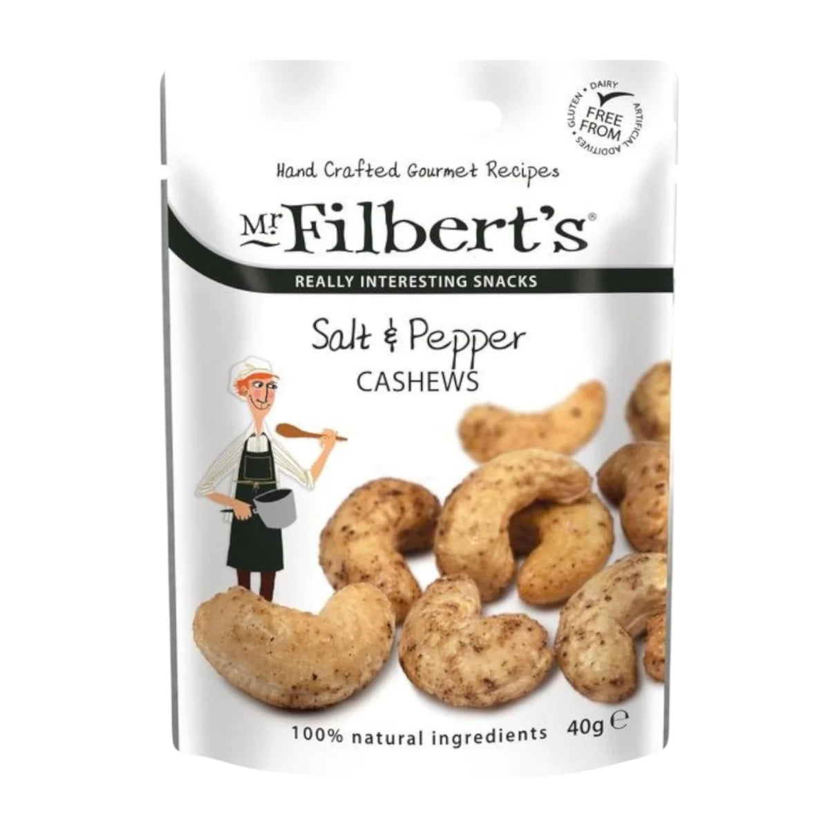 Mr Filberts - Pocket Snacks - Salt & Cracked Black Pepper Cashews (40g)