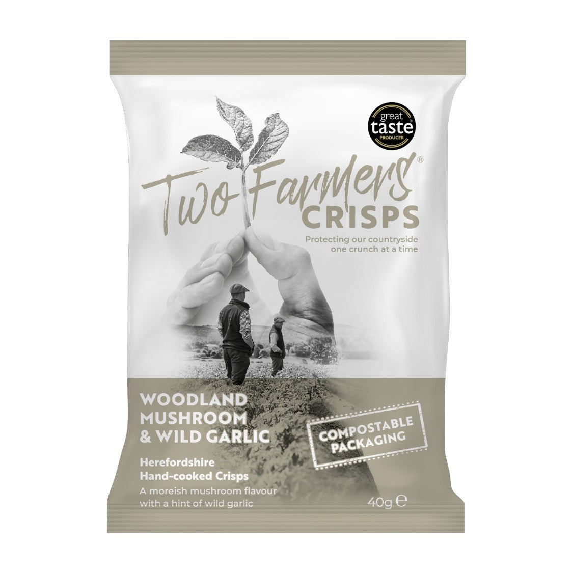 Two Farmers - Hand Cooked Woodland Mushroom & Wild Garlic Crisps (40g)