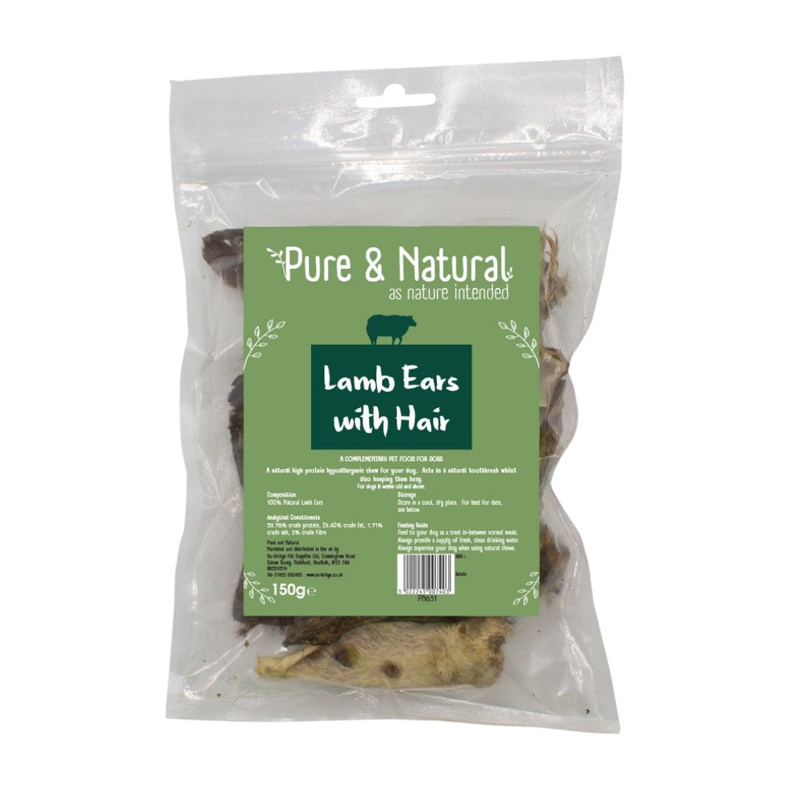 Su Bridge - Pure & Natural Lamb Ears With Hair (150g)