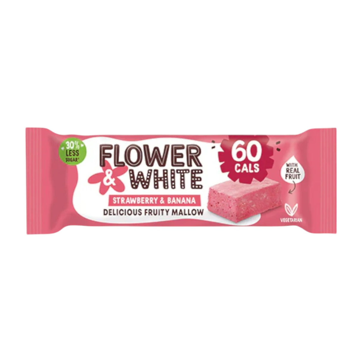 Flower & White - Strawberry & Banana Fruity Mallow Bar 35g