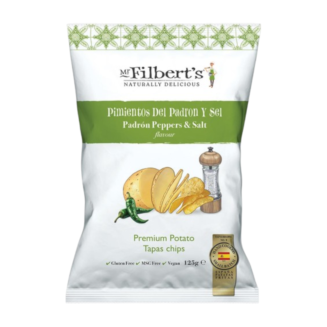 Mr Filberts - Padron Peppers & Salt Chips 125g