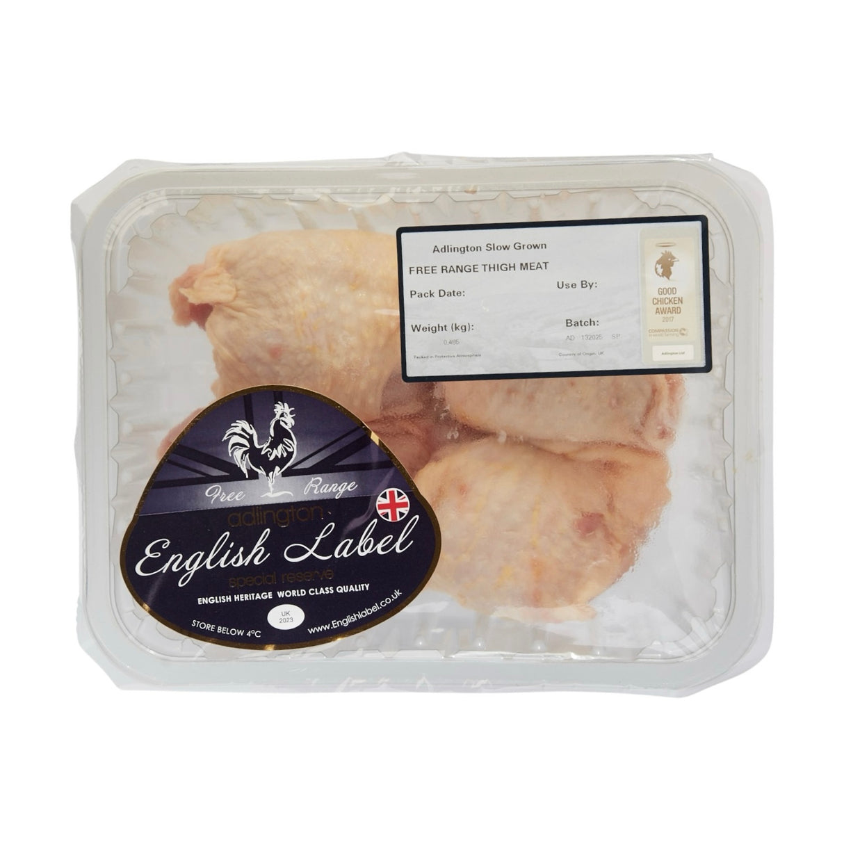 Adlington - English Label Free Range Skin on Boneless Chicken Thighs (4 Thighs)
