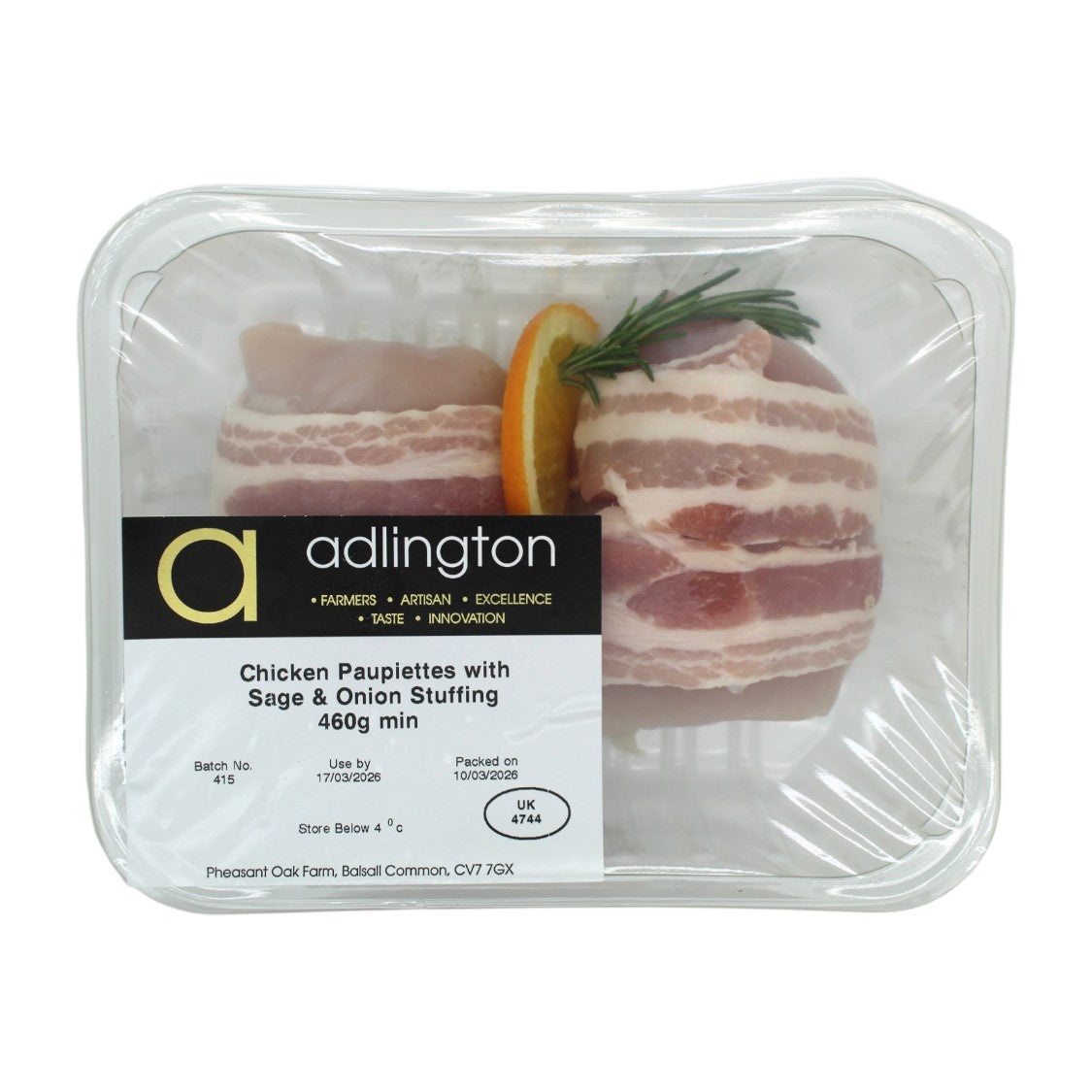 Adlington - Classic Range Chicken Paupiettes with Sage and Onion Stuffing (460g)