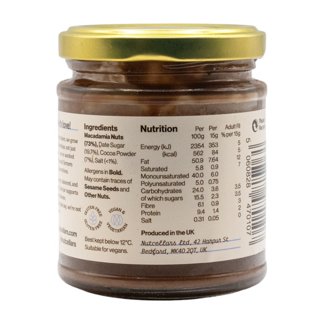 Nutcellars Ltd - Chocolate Macadamia Spread (170g)