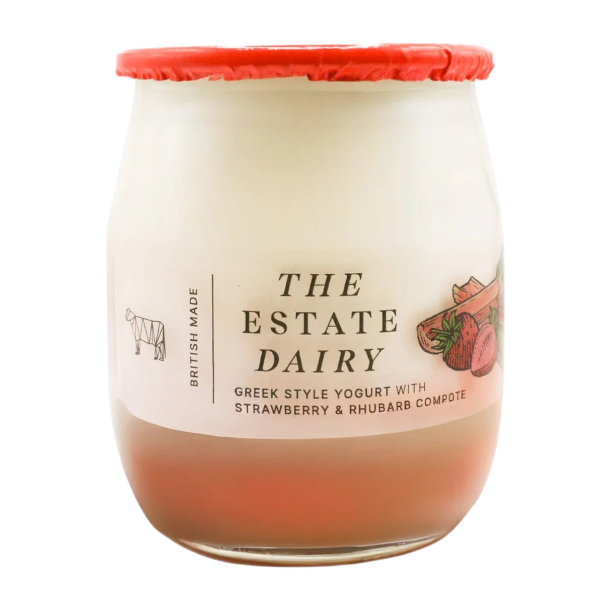 The Estate Dairy - Greek Style Natural Yoghurt with Strawberry and Rhubarb (2x125g Glass Jar)