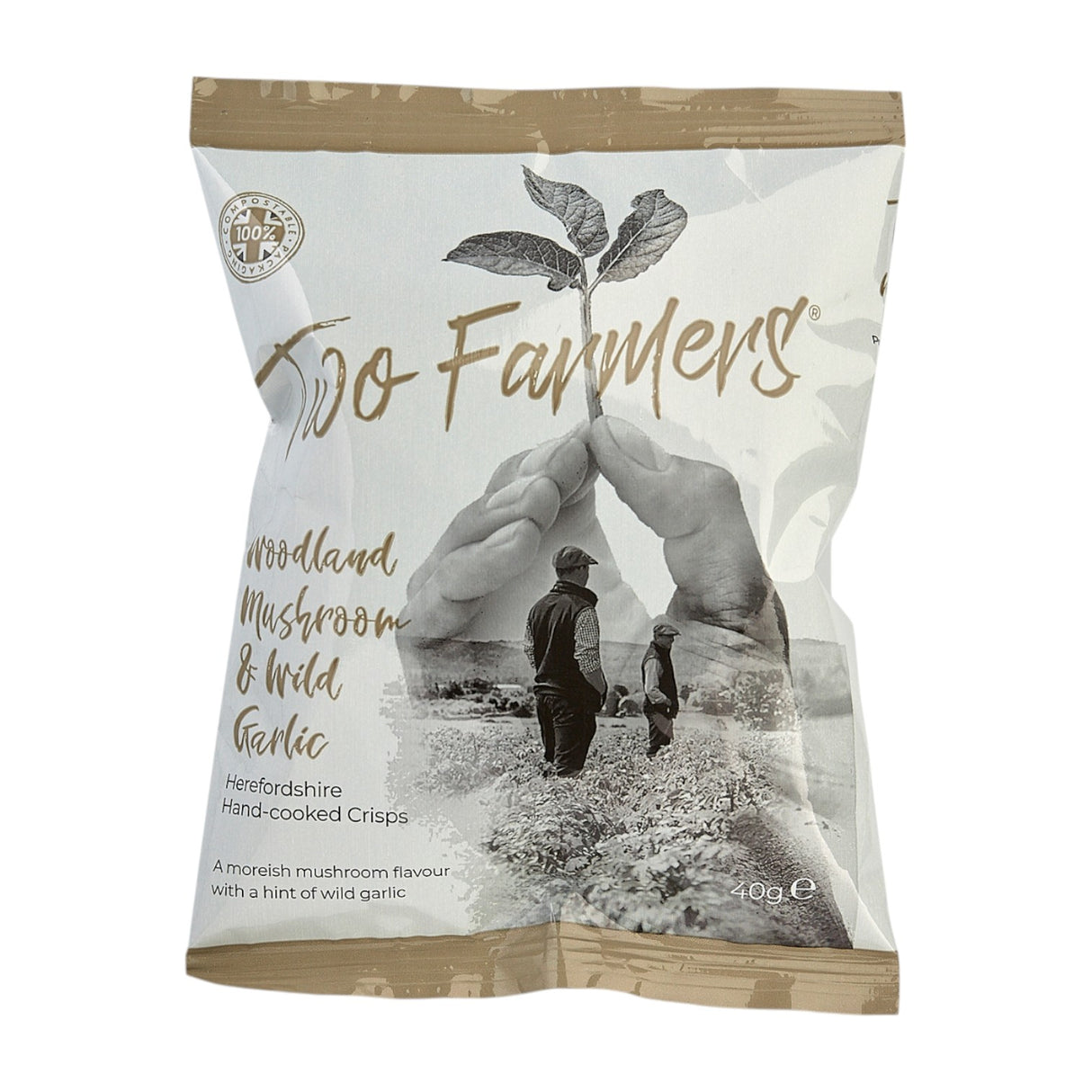 Two Farmers - Hand Cooked Woodland Mushroom & Wild Garlic Crisps 40g